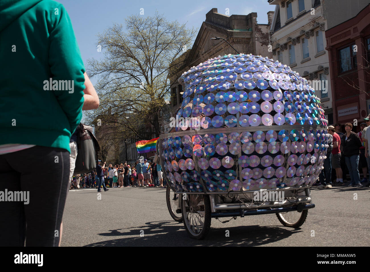 Gay Pride Feier an einem sonnigen Tag in Northampton, Massachusetts. Stockfoto