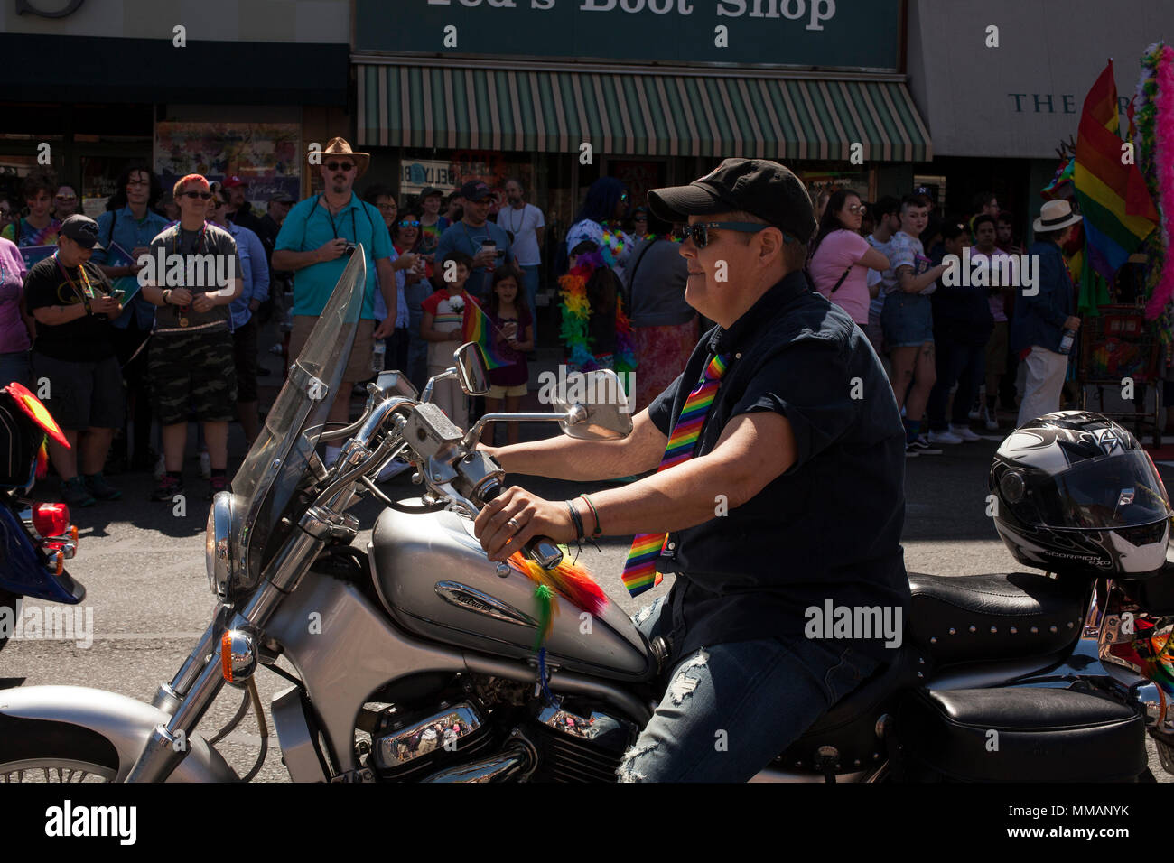 Gay Pride Feier an einem sonnigen Tag in Northampton, Massachusetts. Stockfoto