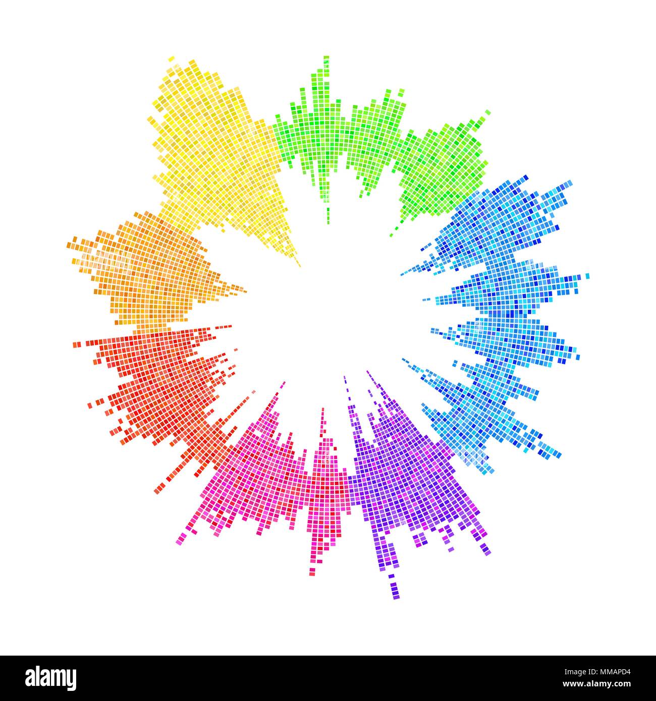 Runde Equalizer, Schallwelle auf weißem Hintergrund Stock Vektor