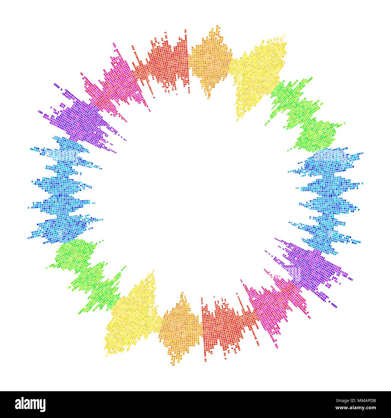 Runde Equalizer, Schallwelle auf weißem Hintergrund Stock Vektor