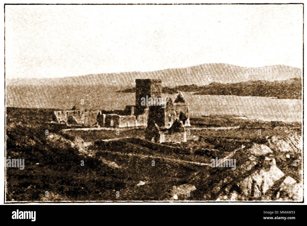 Die Ruinen der Kathedrale oder Obdachlosen Iona Abbey (vor der Restaurierung), wie sie in 1914 wurden Stockfoto