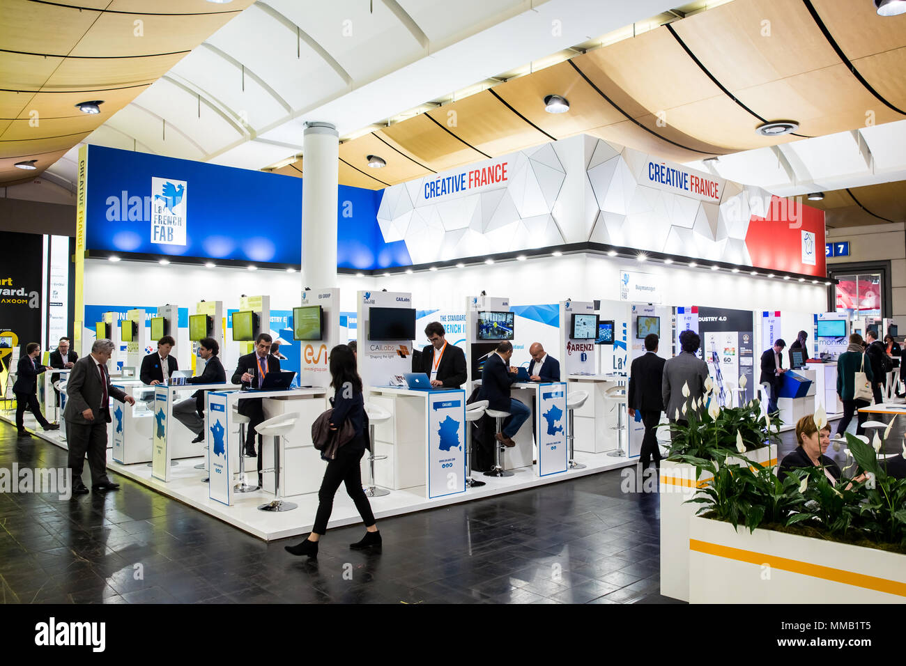 Hannover, Deutschland - April, 2018: Kreative Frankreich Stand auf der Messe in Hannover, Deutschland Stockfoto