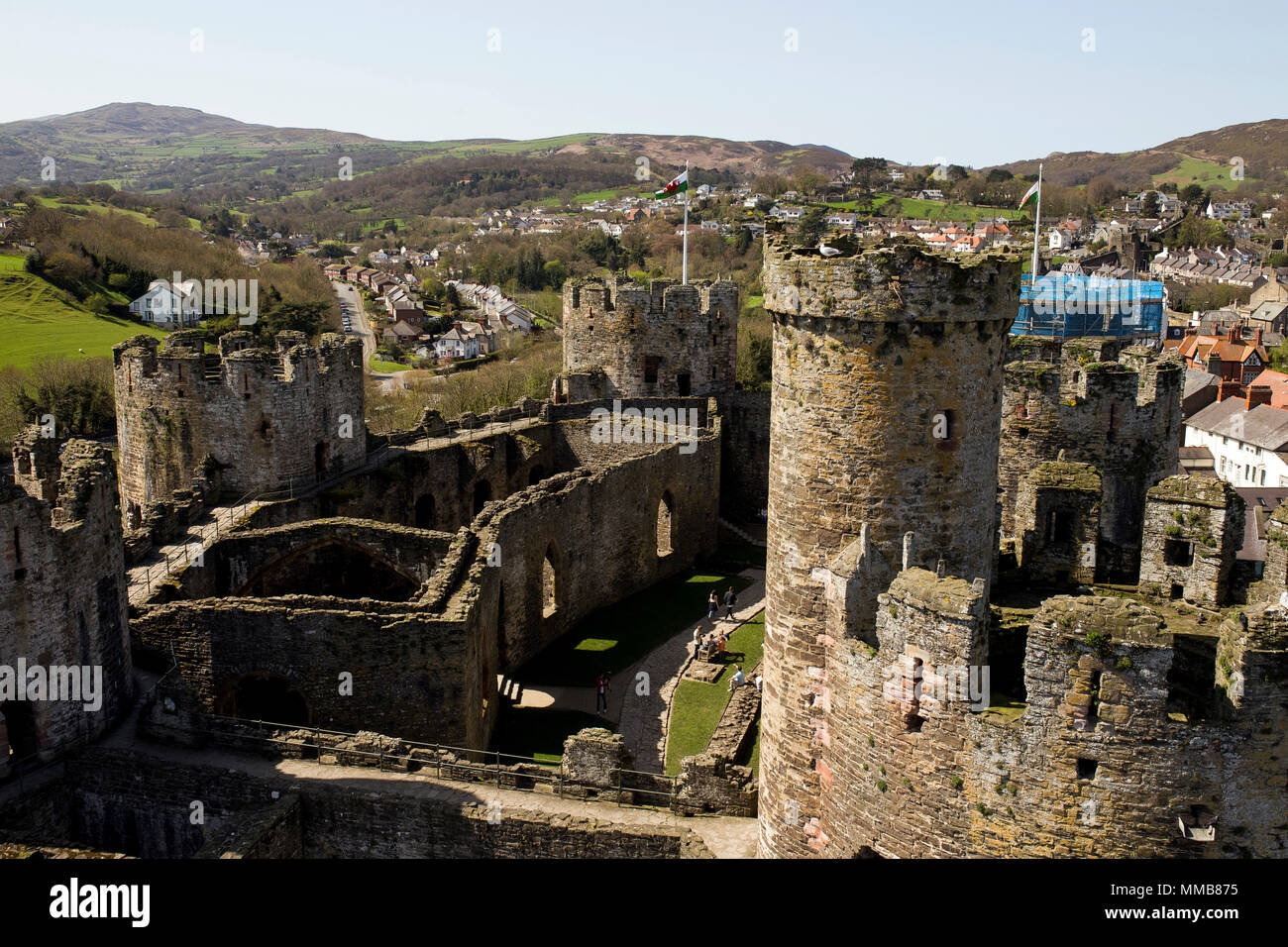 Ein Blick von Oben Conwy Castle, Wales Stockfoto