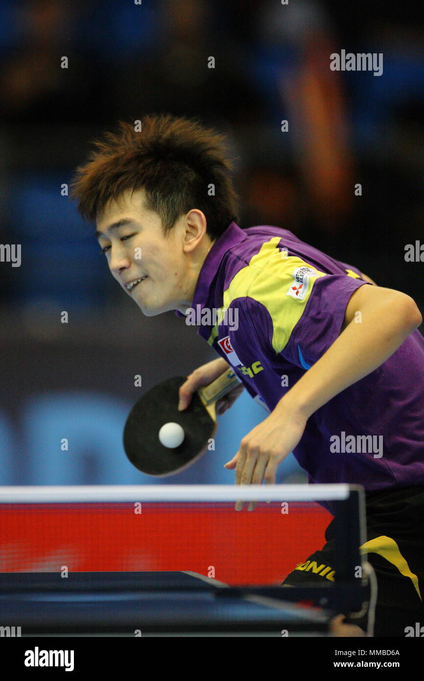 Großbritannien - London 2012 die Olympischen Spiele Tischtennis und ITTF Pro Tour Grand Finals, Chen Feng vs Lee Sang Su, Excel London. 25. November 2011 Stockfoto