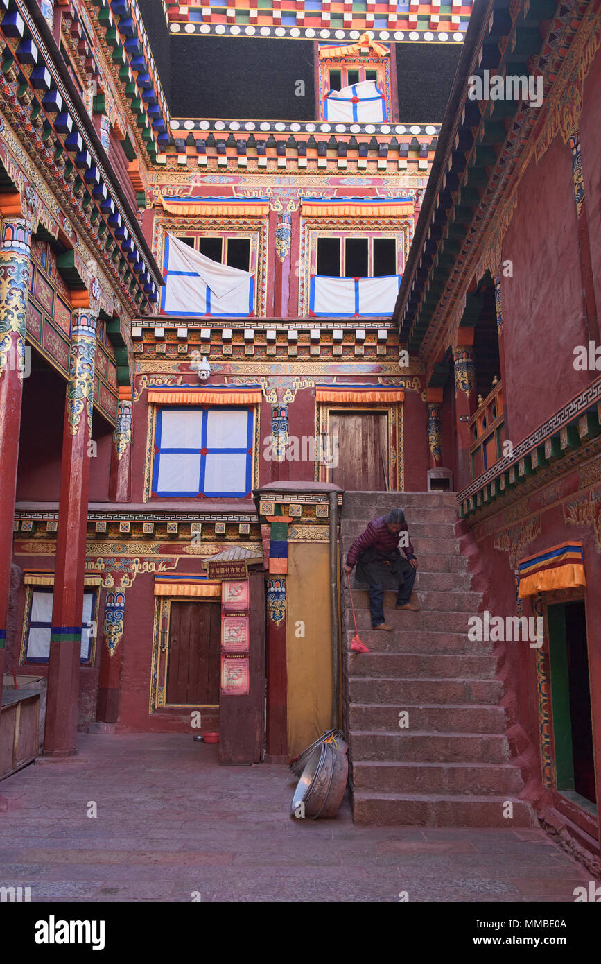 Innenraum der Heiligen Bakong Schrift Druckmaschine Kloster in Dege, Sichuan, China Stockfoto