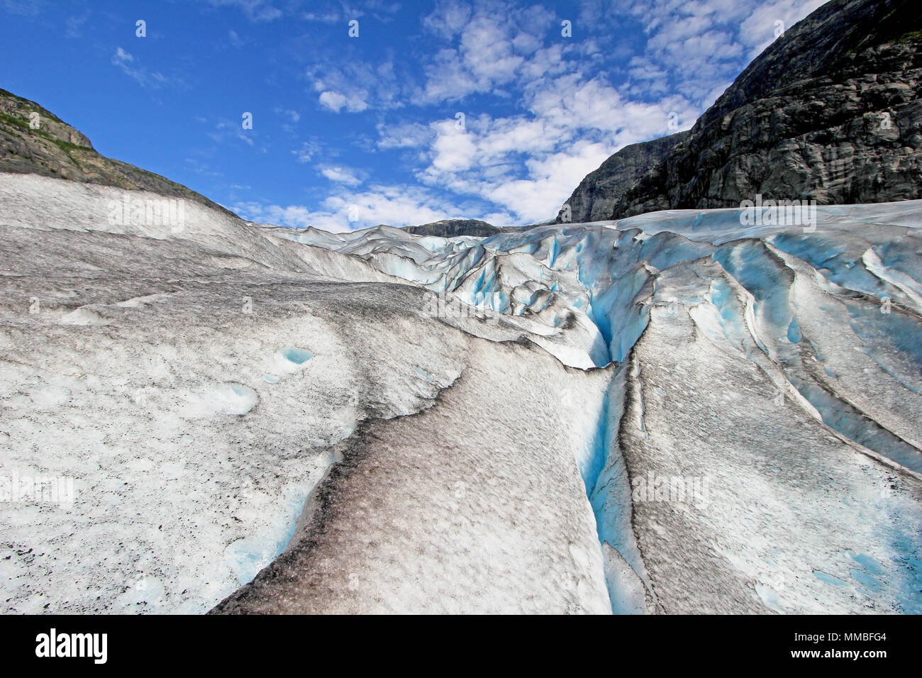 Nigardsbreen Gletscher, einer schönen Arm der großen Gletscher Jostedalsbreen, Norwegen, Europa Stockfoto