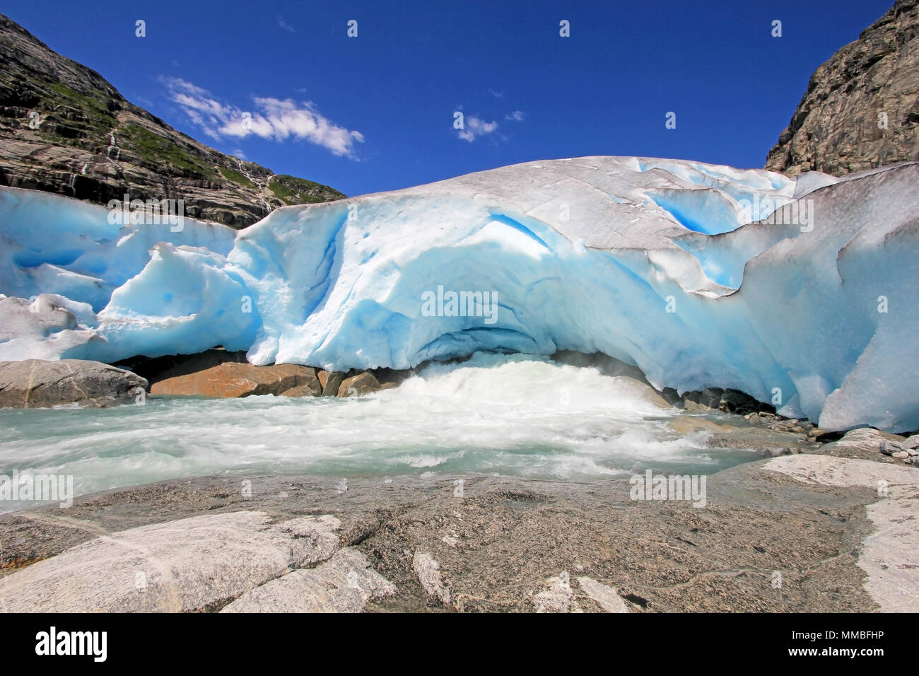 Nigardsbreen Gletscher, einer schönen Arm der großen Gletscher Jostedalsbreen, Norwegen, Europa Stockfoto