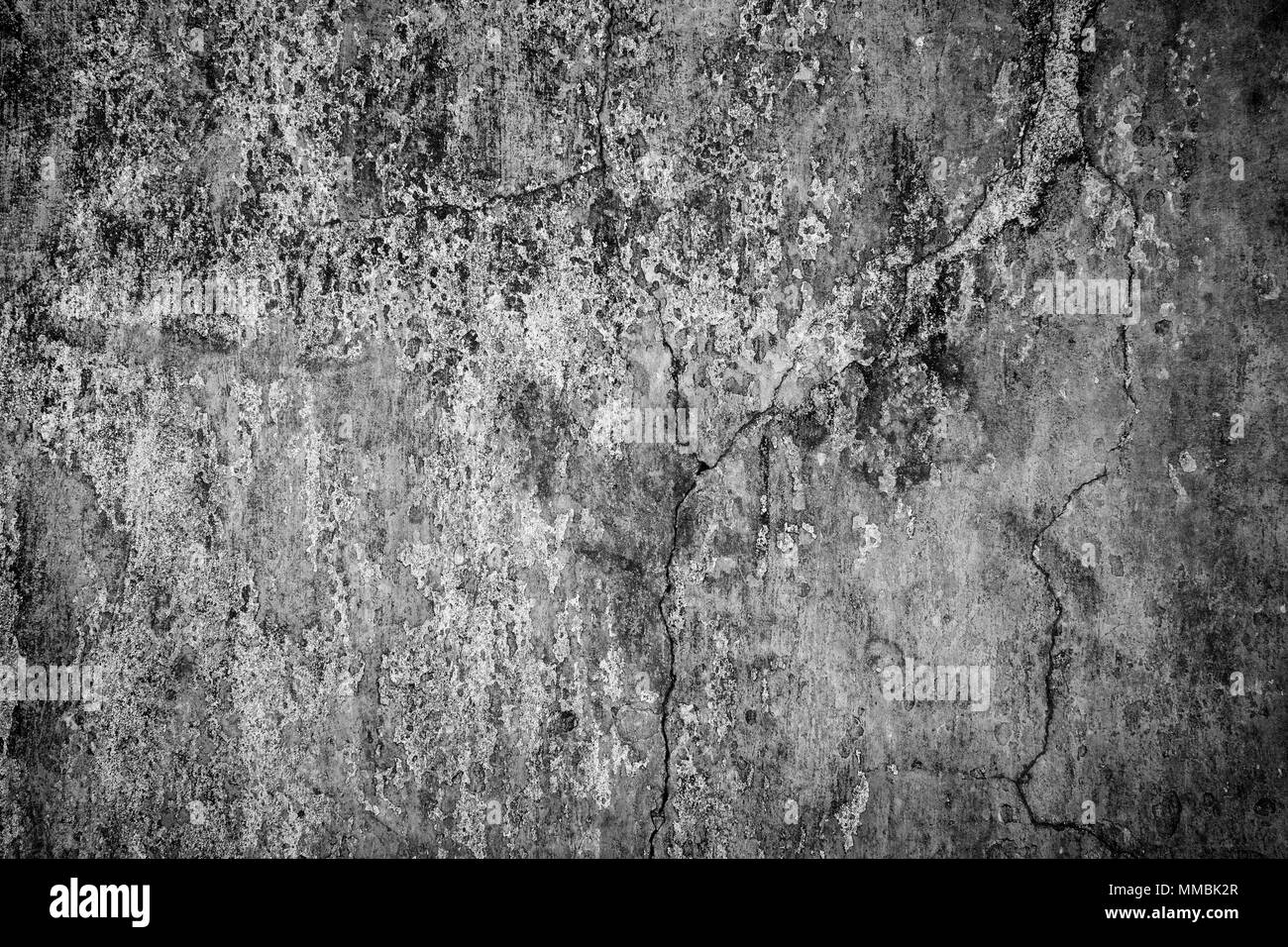 Full Frame Hintergrund Von Verwitterten Gerissen Und Dreckig Beton Wand In Schwarz Und Weiss Mit Vignette Stockfotografie Alamy