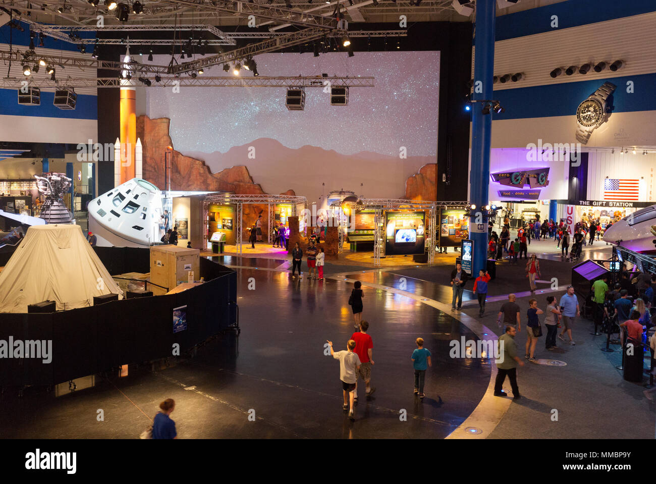 Besucher am NASA Johnson Space Center, Houston, Texas, USA Stockfoto