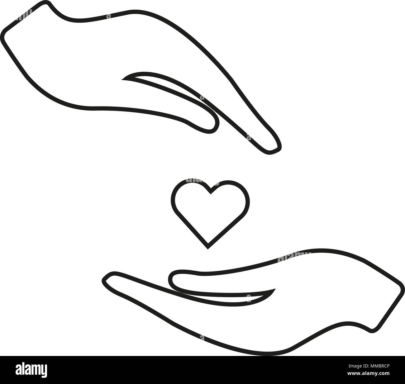 Line Herz In Der Hand Vektor Icon Linie Abbildung Auf Weissen Hintergrund Fur Grafik Und Webdesign Isoliert Krankenversicherung Symbol Stock Vektorgrafik Alamy