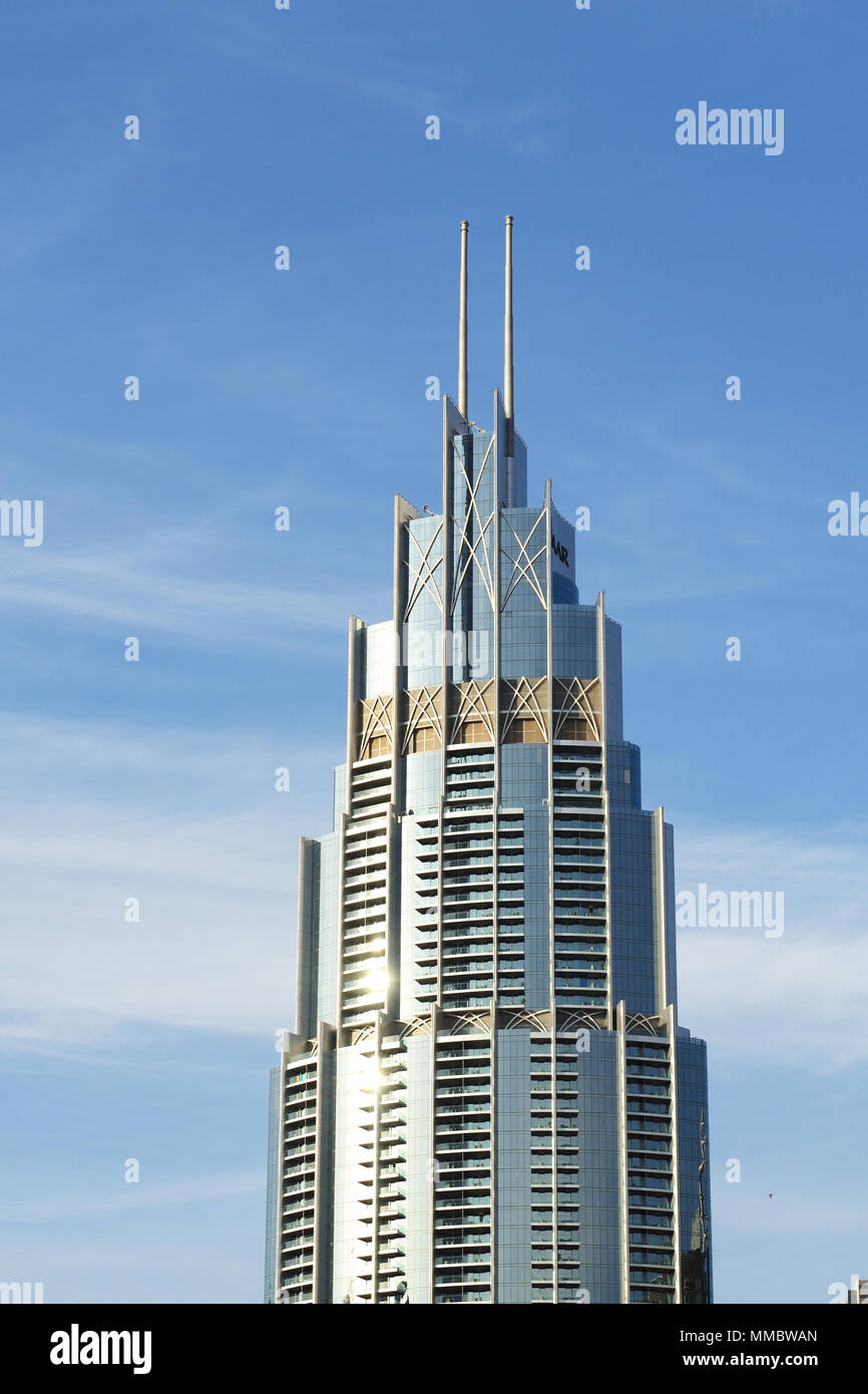 DUBAI, VAE - 19. NOVEMBER: Die Adresse Boulevard Hotel ist in Dubai Downtown am 19. November 2017 entfernt Stockfoto