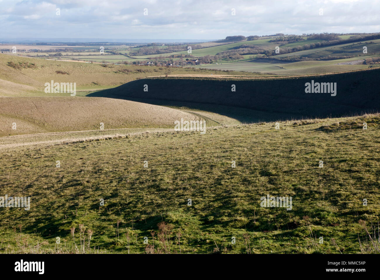 Crowhole unten in Lambourn Downs, Oxfordshire, England, Großbritannien Stockfoto