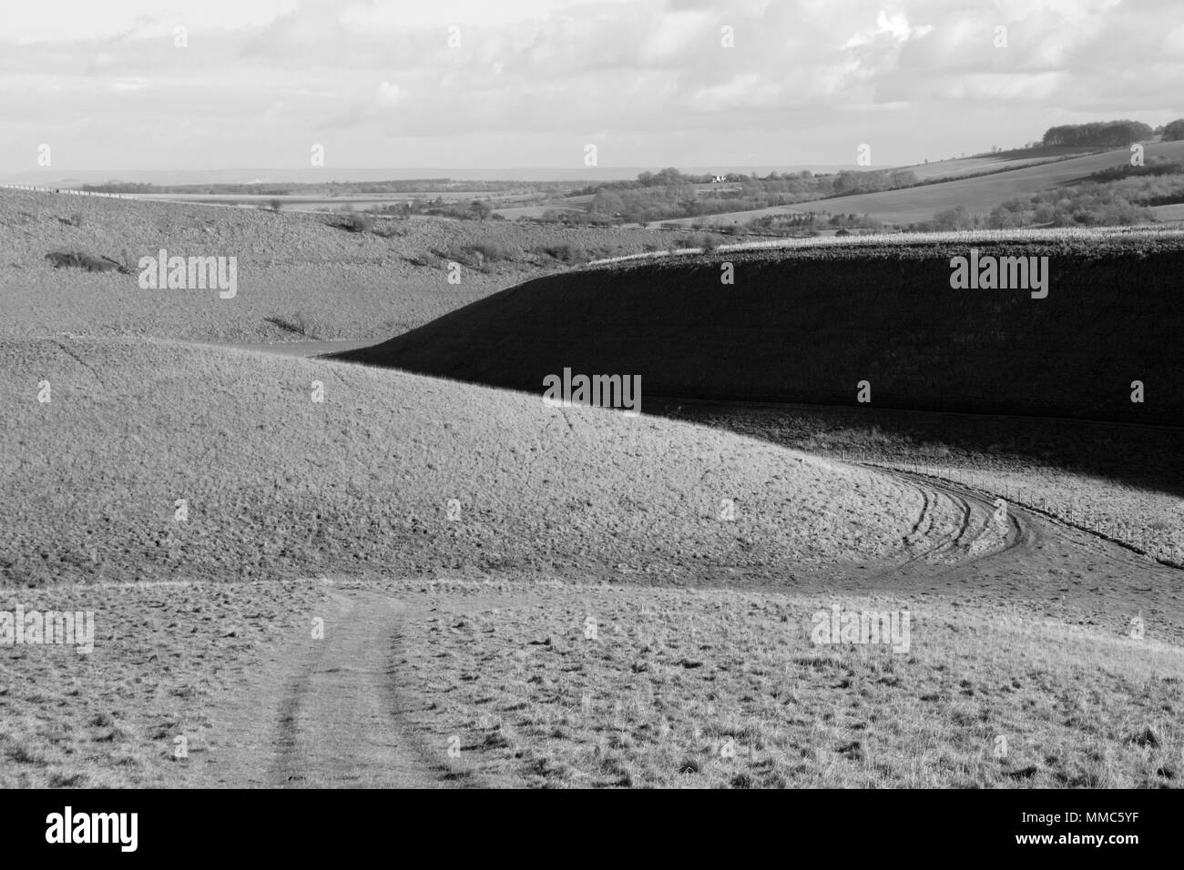 Crowhole unten in Lambourn Downs, Oxfordshire, England, Großbritannien Stockfoto