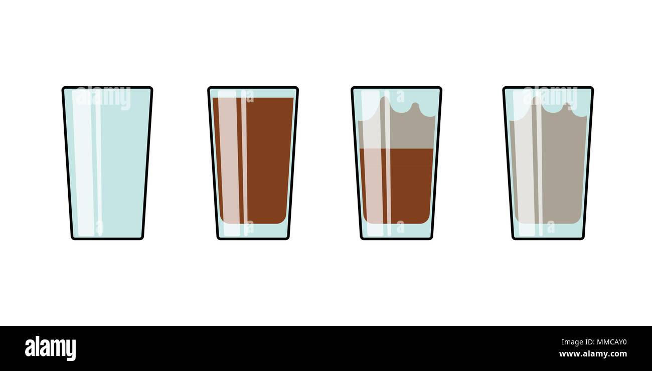 Glas Kakao heiße Schokolade Milchshake Kaffee Tee. Auf weissem Vektor-illustration isoliert Stock Vektor