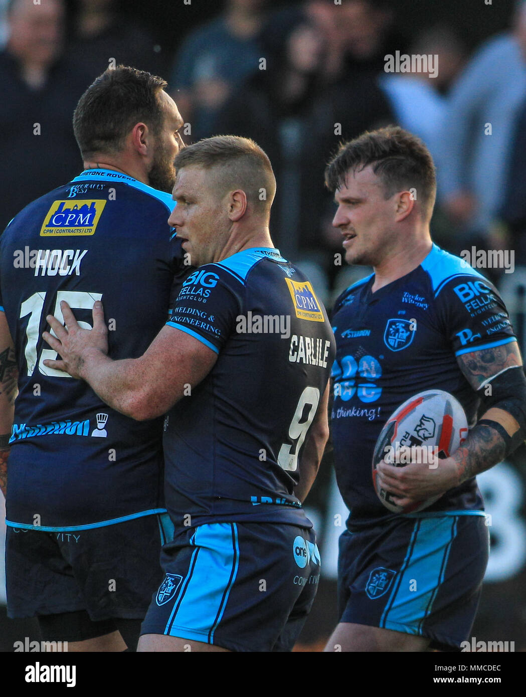 Wakefield, Yorkshire, UK. 10. Mai 2018, L.D. Ernährung Stadion, England; Ladbrokes Challenge Cup Runde 6, Rugby League, Featherstone Rover v-Rumpf FC; Anthony Thackeray von Featherstone Rover feiert seinen Versuchen Credit: Aktuelles Bilder/Alamy leben Nachrichten Stockfoto