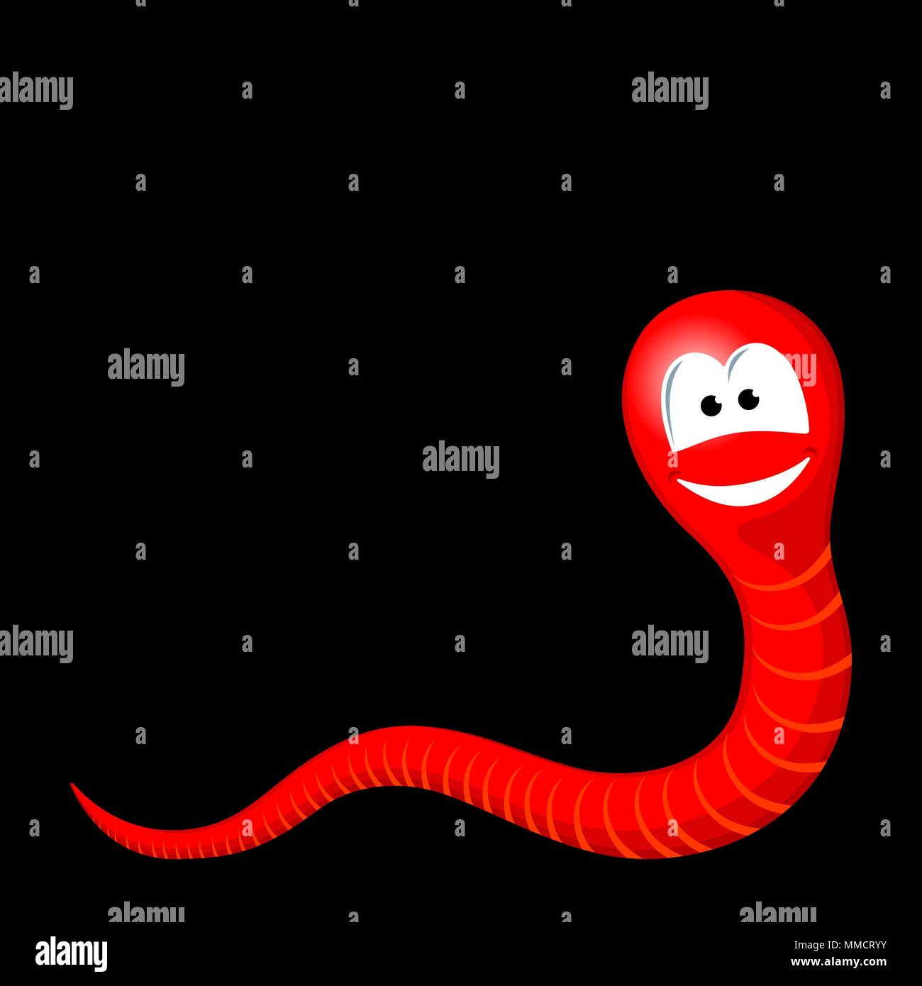 Cute rot Wurm oder Schlange auf schwarzem Hintergrund Stock Vektor