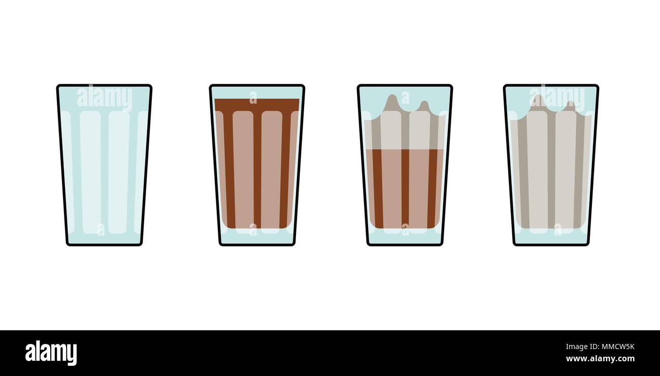 Glas Kakao heiße Schokolade Milchshake Kaffee Tee. Auf weissem Vektor-illustration isoliert Stock Vektor