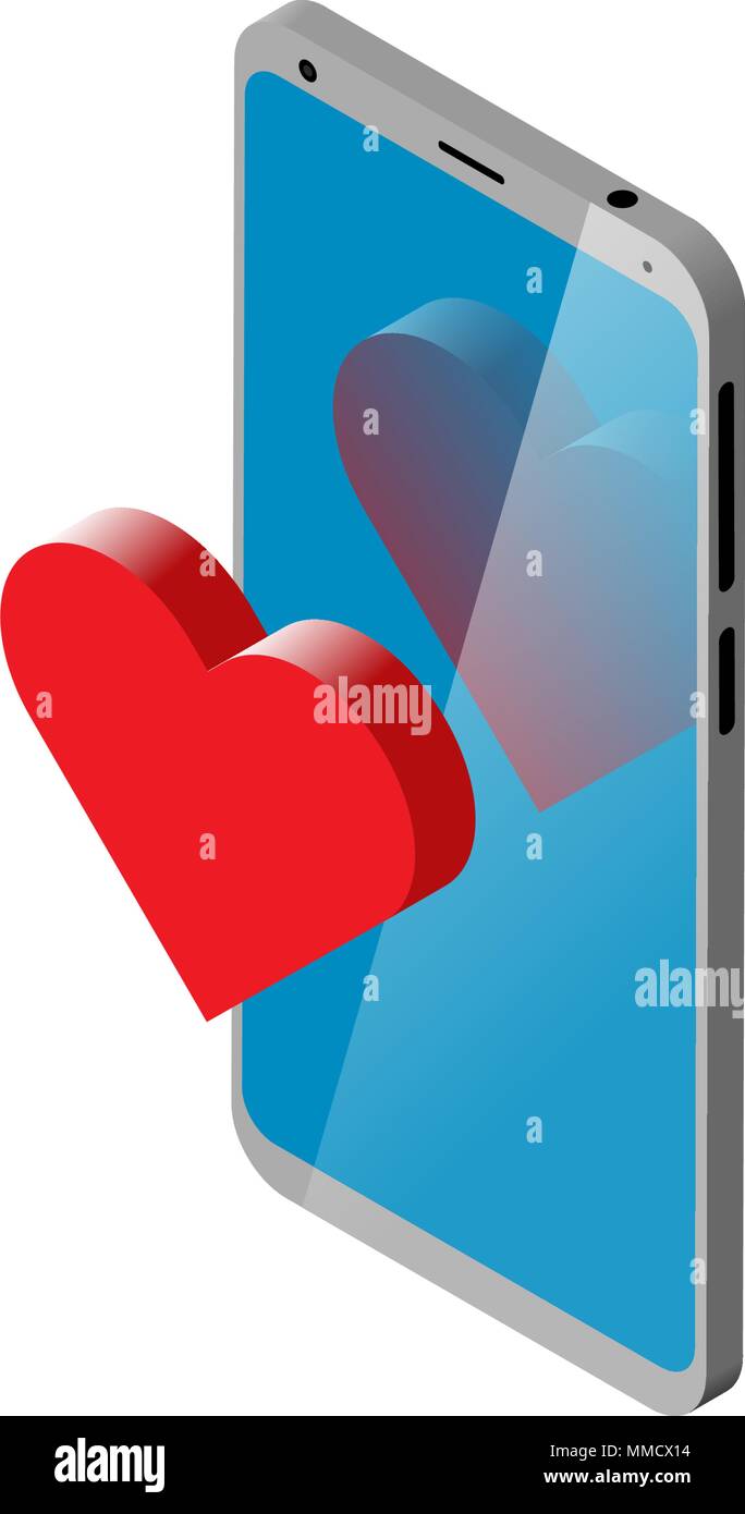Isometrische Smartphone Mit 3d Benachrichtigung Herz Symbol Auf Dem Display Liebe Zeichen Wider Auf Dem Bildschirm Vector Illustration Stock Vektorgrafik Alamy