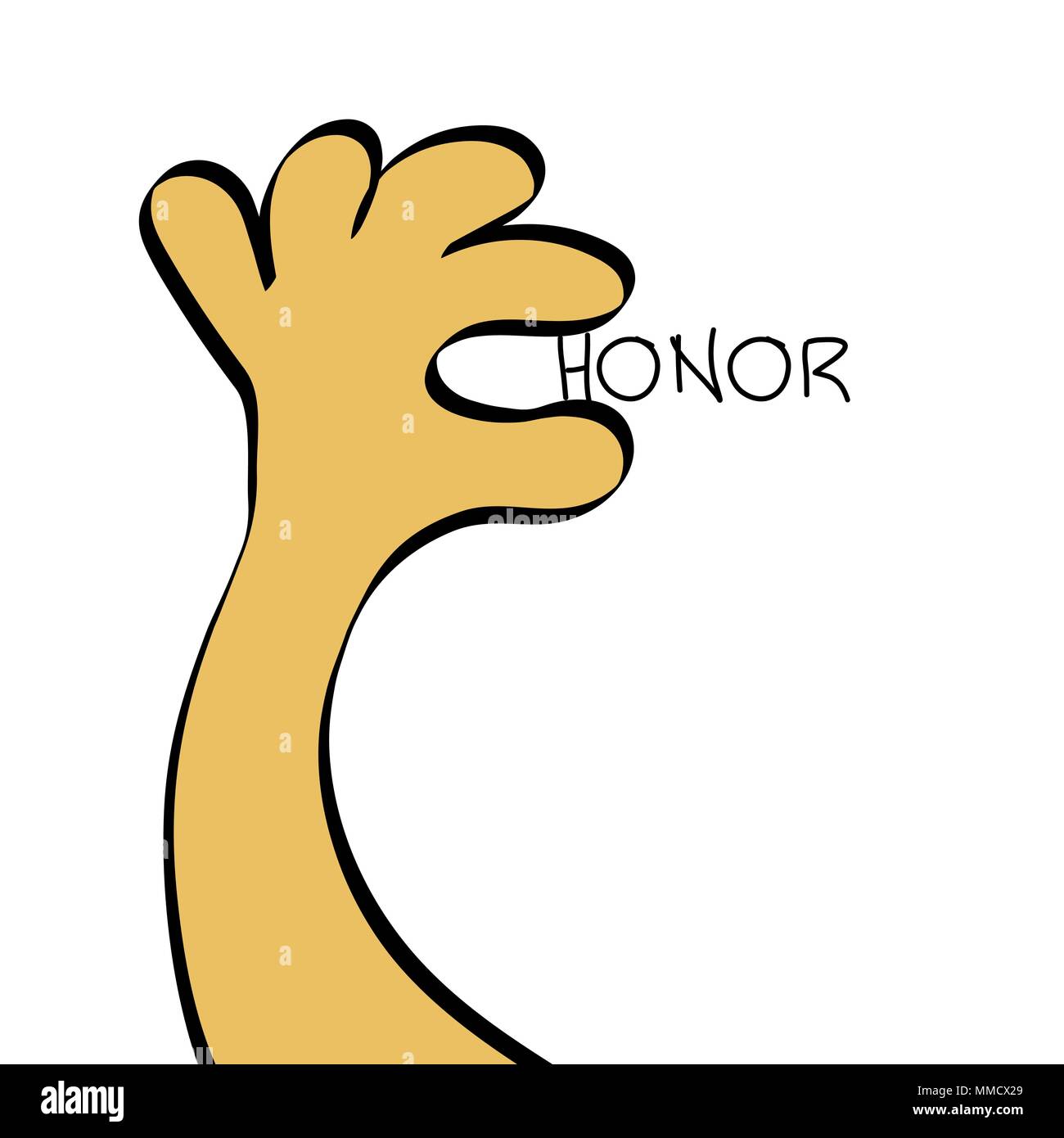 Hand Geste. Finger zeigen kleine Inschrift zu ehren. Symbol klein oder fehlen die menschliche Ehre. Vector Illustration EPS Stock Vektor