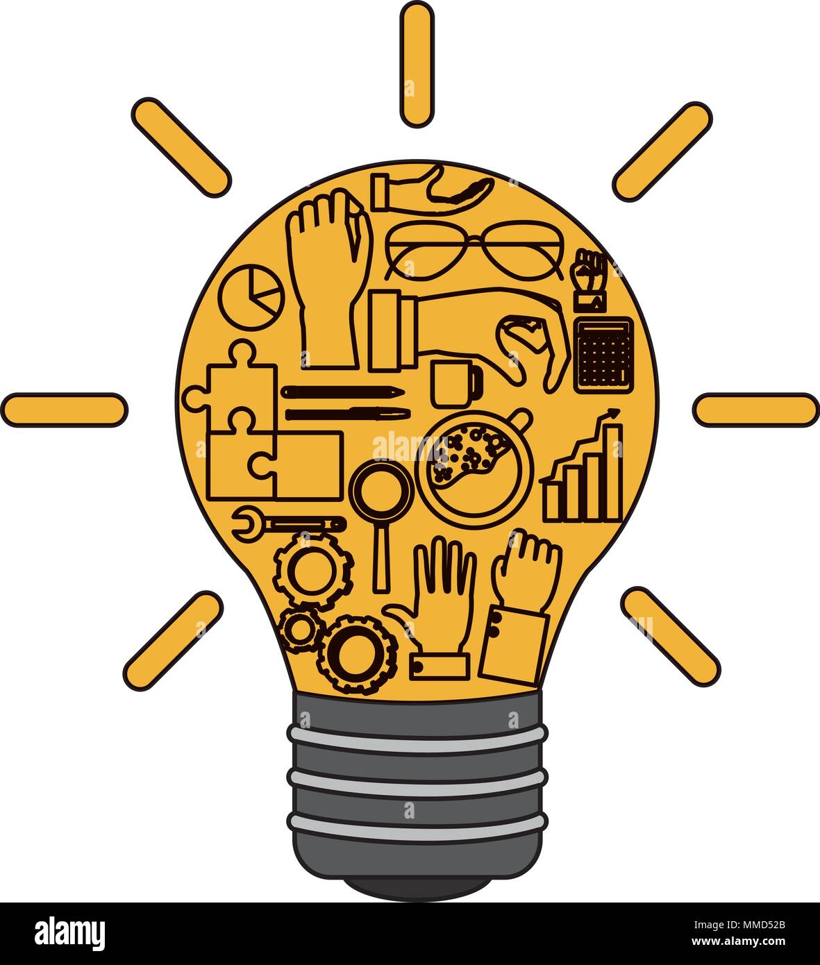 Farbe Glühbirne Idee kreative Lösung Stock Vektor