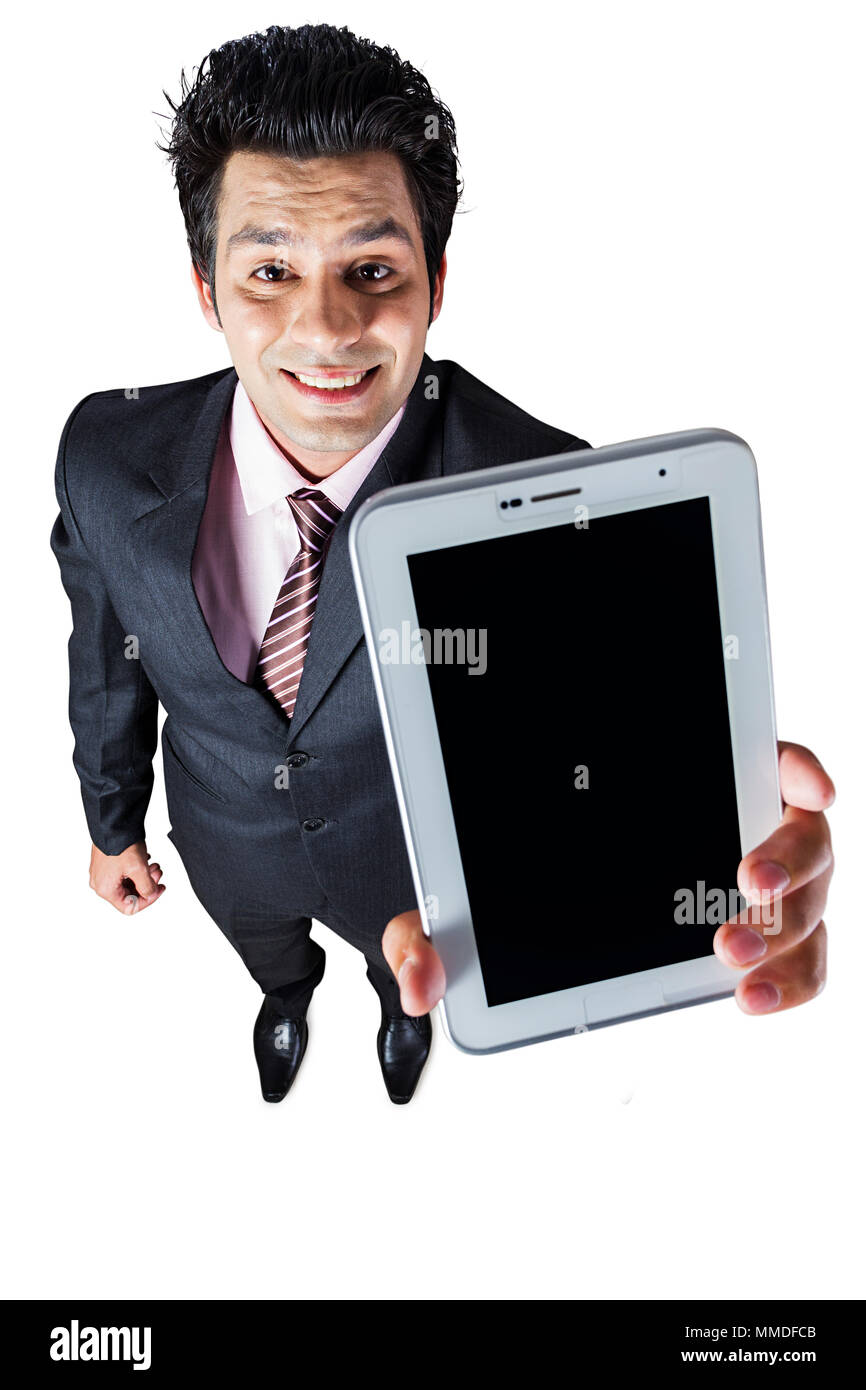 Ein Mann mit neuen digitalen mobilen Tablet-Technologie Stockfoto