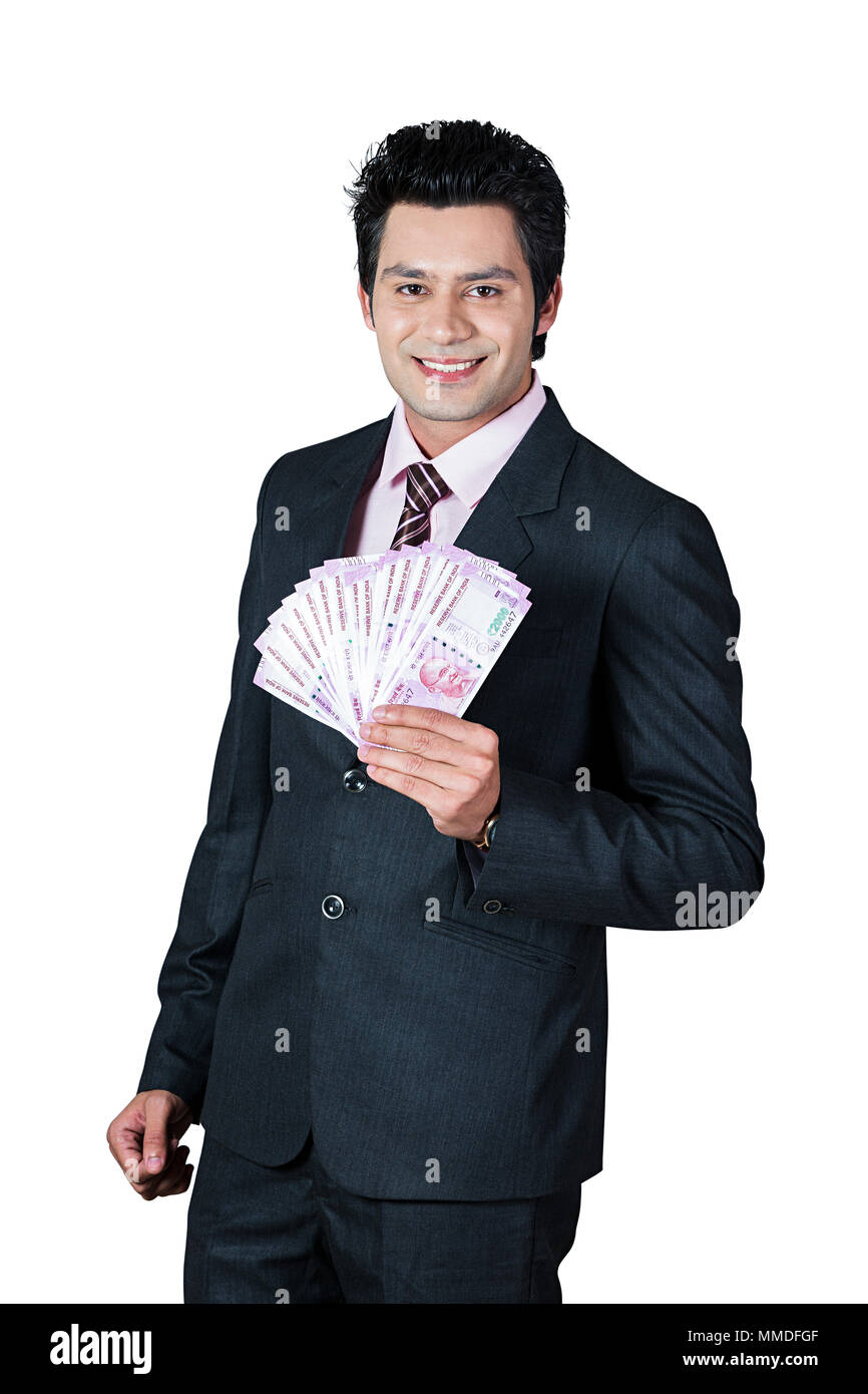 Eines männlichen Mitarbeiters, Geld Bargeld Gehalt Einkommen Stockfoto