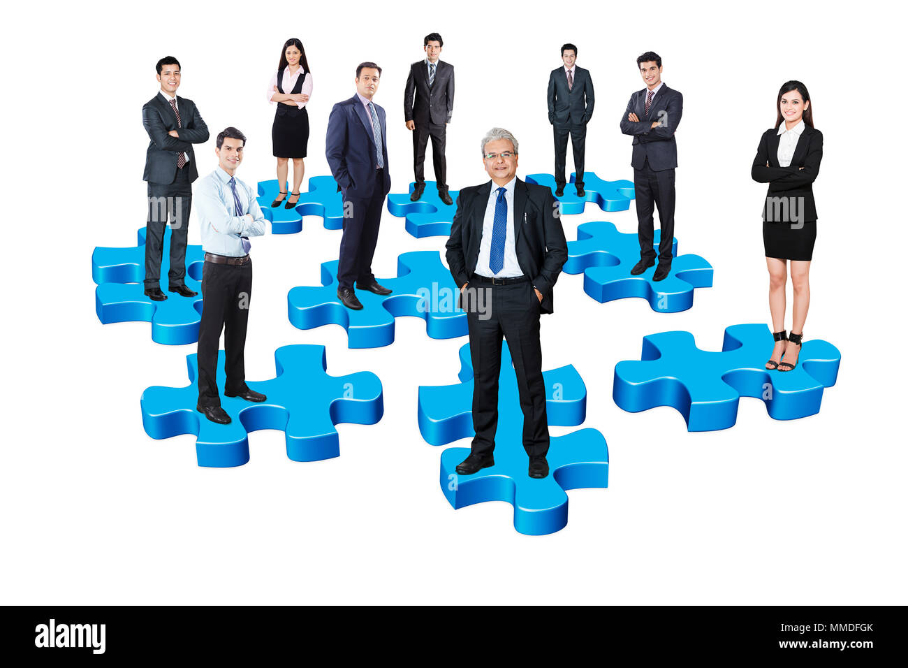 Gruppe Unternehmer und Unternehmerinnen Kollege s Team Teamwork Jigsaw-Puzzle zusammen Stockfoto