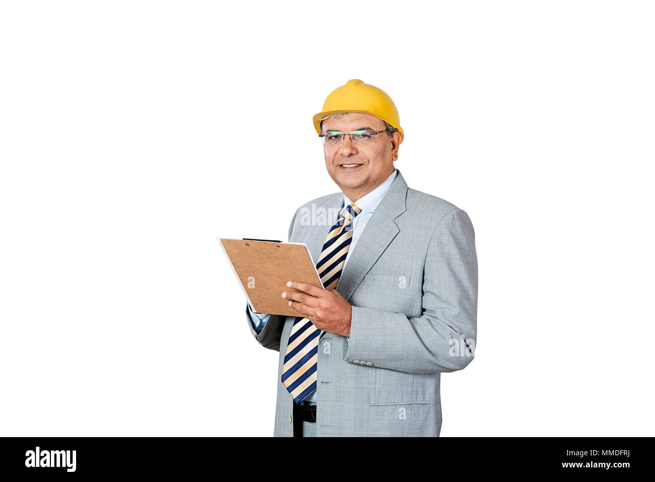 Eine alte Enginner, Architekt Schreiben Hinweise zur Zwischenablage Baustellenobjekte Real-Estate Stockfoto