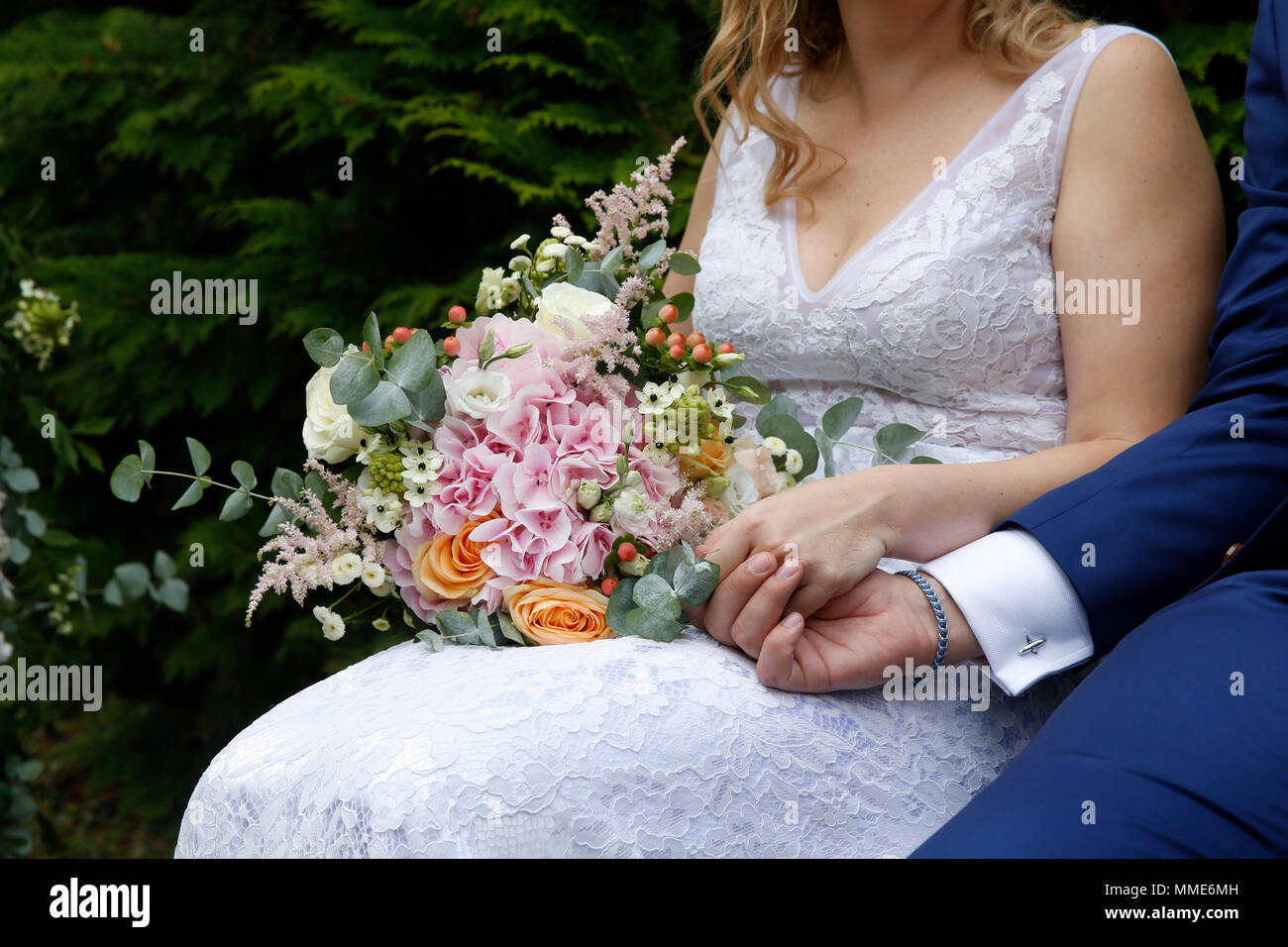 Hochzeit. Jungvermählten. Frankreich. Stockfoto