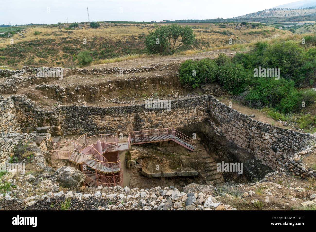 Blick über Wasser bleibt, in Tel Hazor National Park, ein UNESCO-Weltkulturerbe im Norden Israels Stockfoto