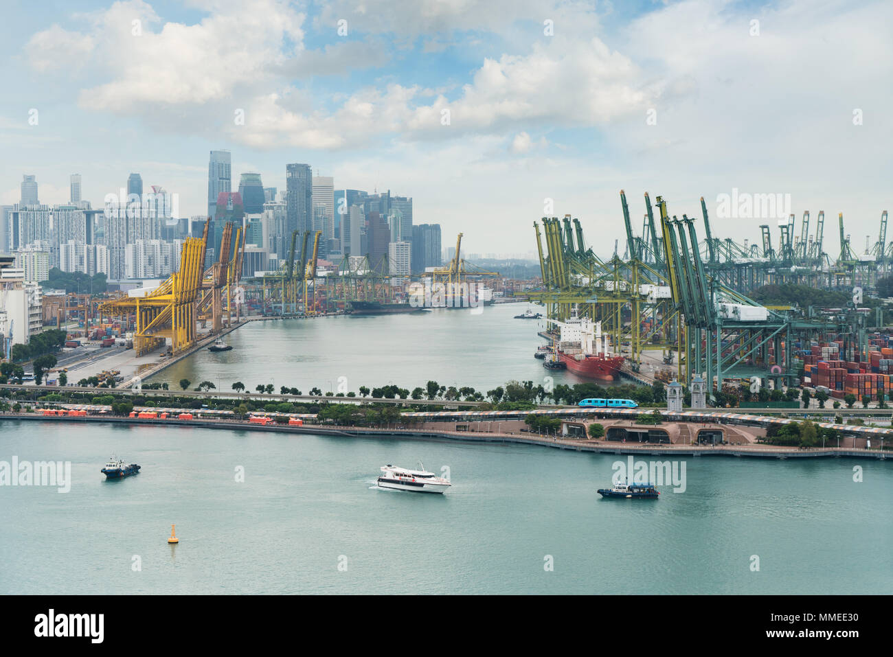 Singapur-Cargo-terminal, einer der verkehrsreichsten Import, Export, Logistik in der Welt, Singapore Häfen. Stockfoto