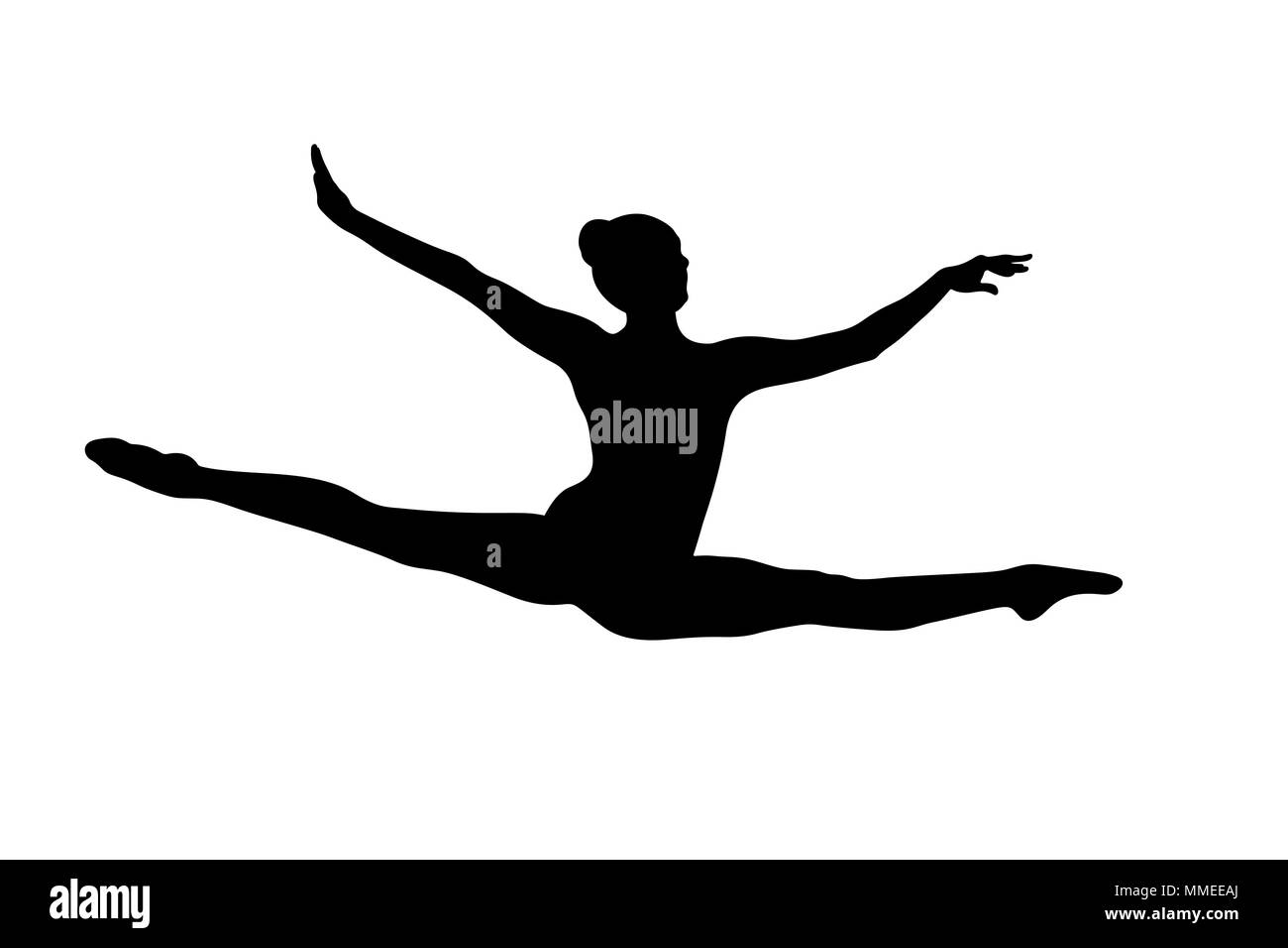 Springen split weiblichen Turnerin in der Gymnastik zu konkurrieren Stockfoto