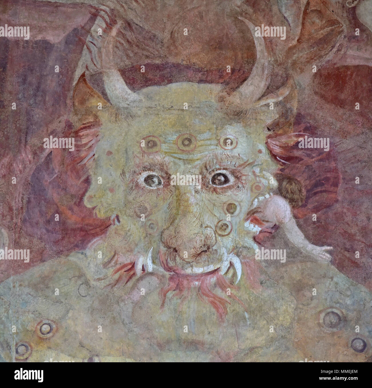 Der Teufel frisst das aufgestaut, Teil des letzten Urteils Fresko in der Pisa Camposanto, Pisa, Italien Stockfoto
