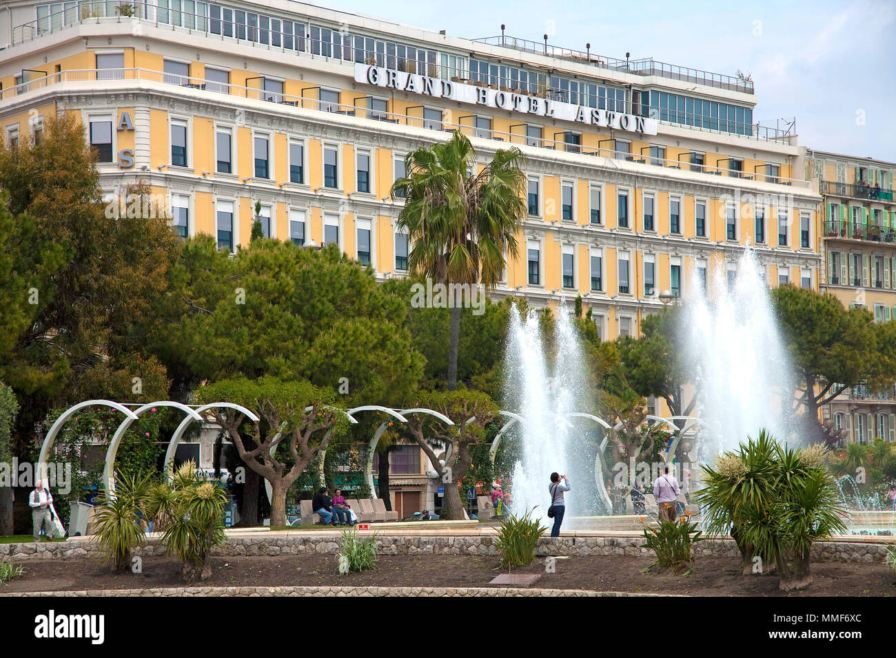 Grand Hotel Aston Avenue Felix Faure neben dem Place Masséna, Nizza, Côte d'Azur, Alpes Maritimes, Südfrankreich, Frankreich, Europa Stockfoto