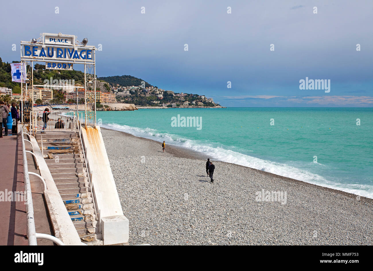 Treppe in Beau Rivage, Bar und Restaurant an der Promenade des Anglais, Boulevard, Nizza, Côte d'Azur, Alpes Maritimes, Südfrankreich, Frankreich, Europa Stockfoto