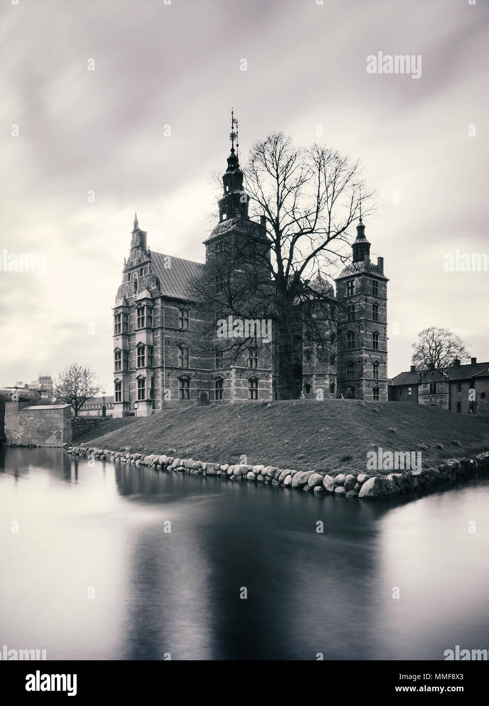 Schloss Rosenborg in Kopenhagen. Schwarz und Weiß. Stockfoto