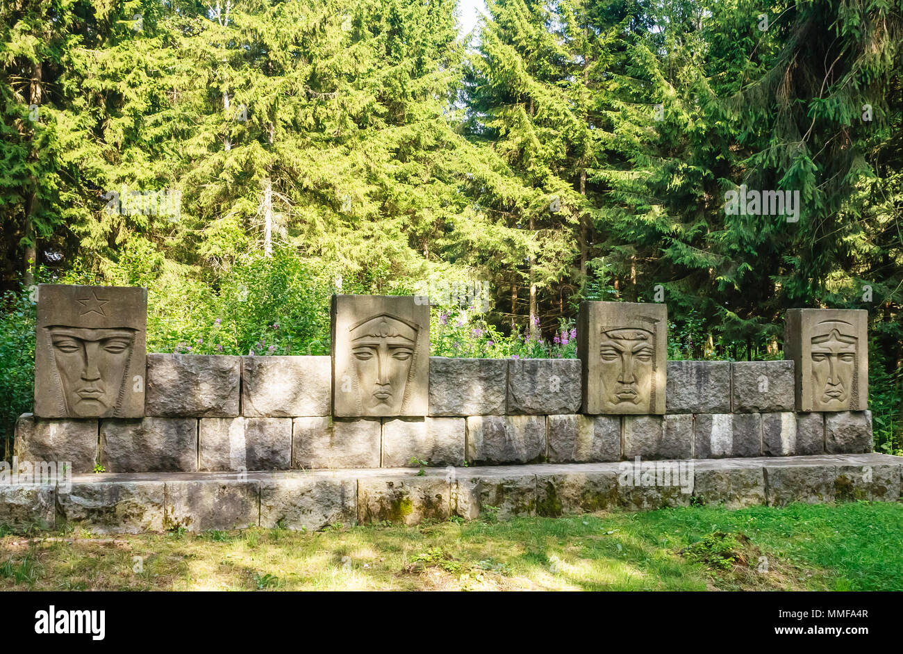 Bas 'Monument der Befreier von Litauen.' Grutas Park. Litauen Stockfoto