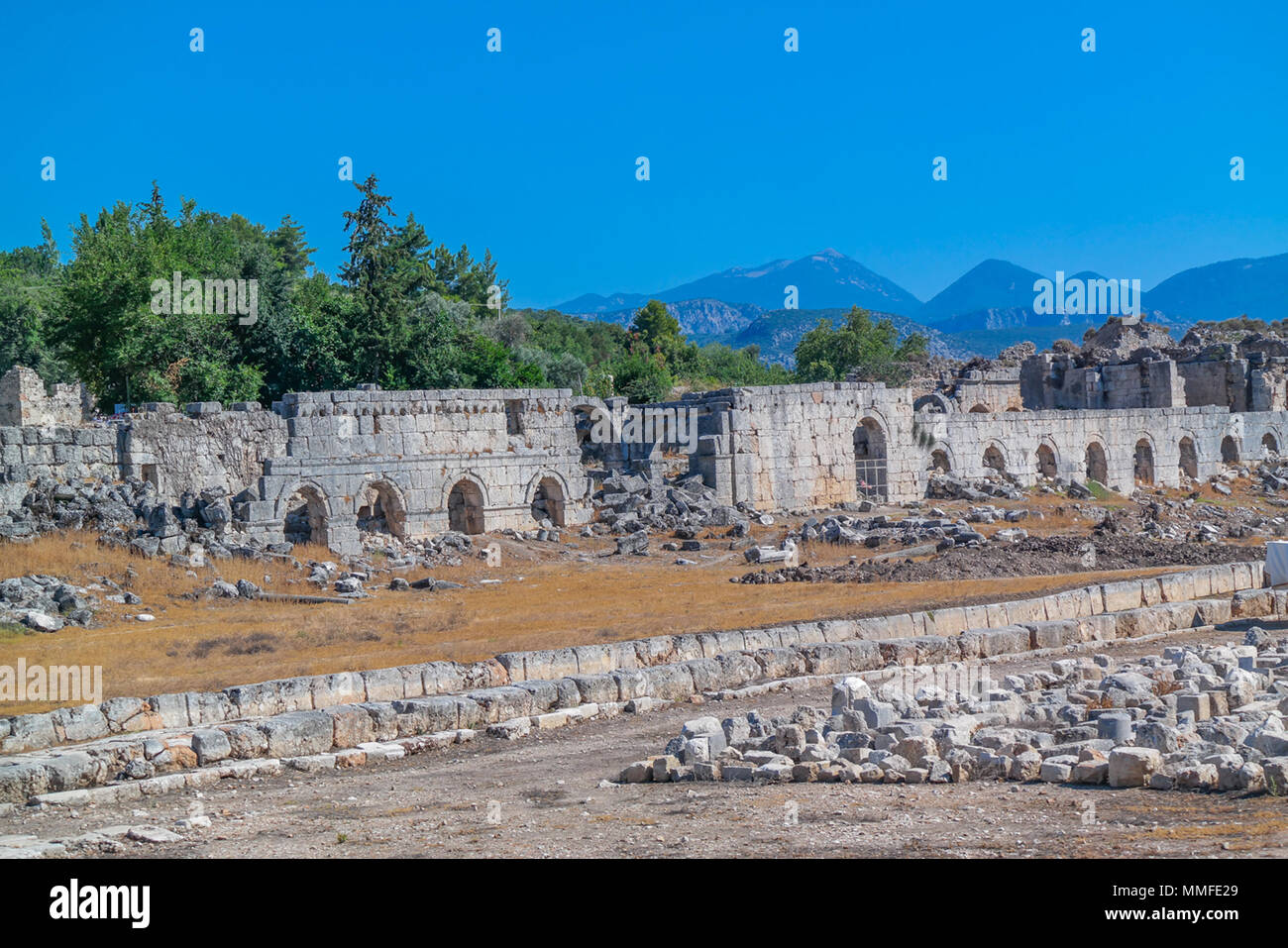 Antiken Ruinen der lykischen Stadt Tlos tlos Agora, Antik kenti harabeleri Stockfoto