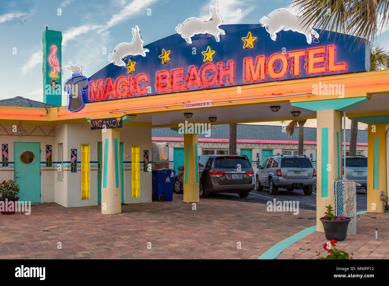 1950s Art Deco Magic Beach Motel in Vilano Beach in der Nähe von Saint Augustine, Florida Stockfoto