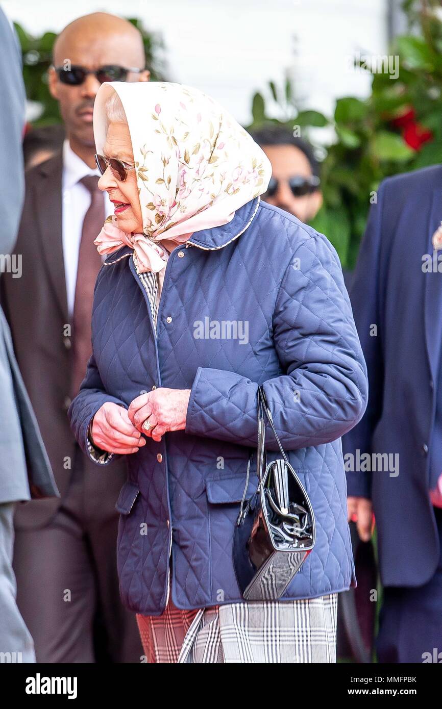 Windsor, Großbritannien. 11. Mai 2018. Tag 3. Royal Windsor Horse Show. Windsor. Berkshire. UK. Ausdauer. HRH Queen Elizabeth ll. 11.05.2018. Credit: Sport in Bildern/Alamy leben Nachrichten Stockfoto