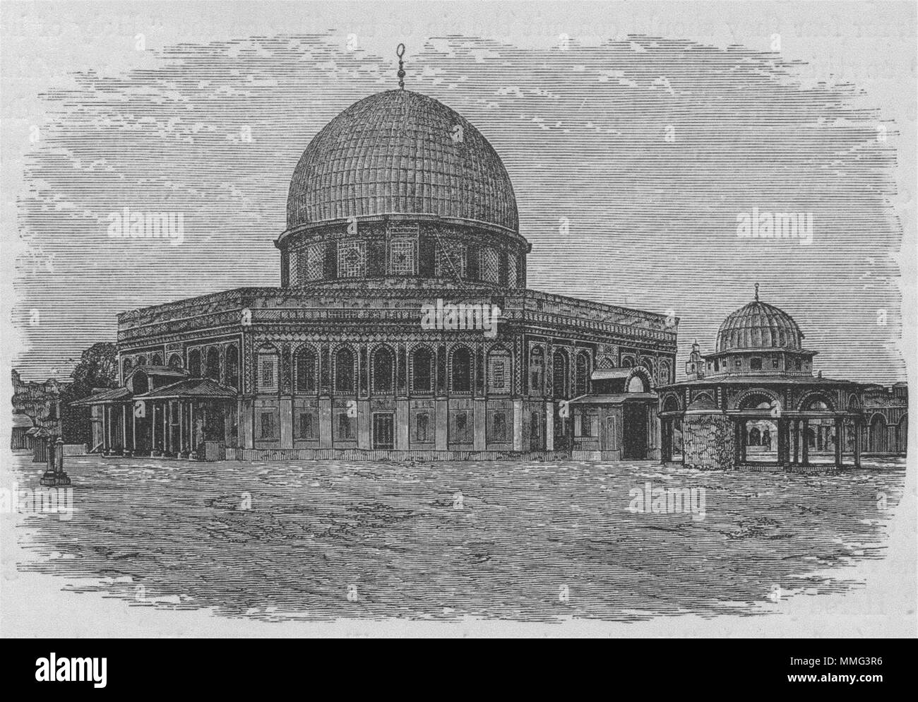 JERUSALEM. Die Moschee von Omar 1882 alte antike vintage Bild drucken Stockfoto