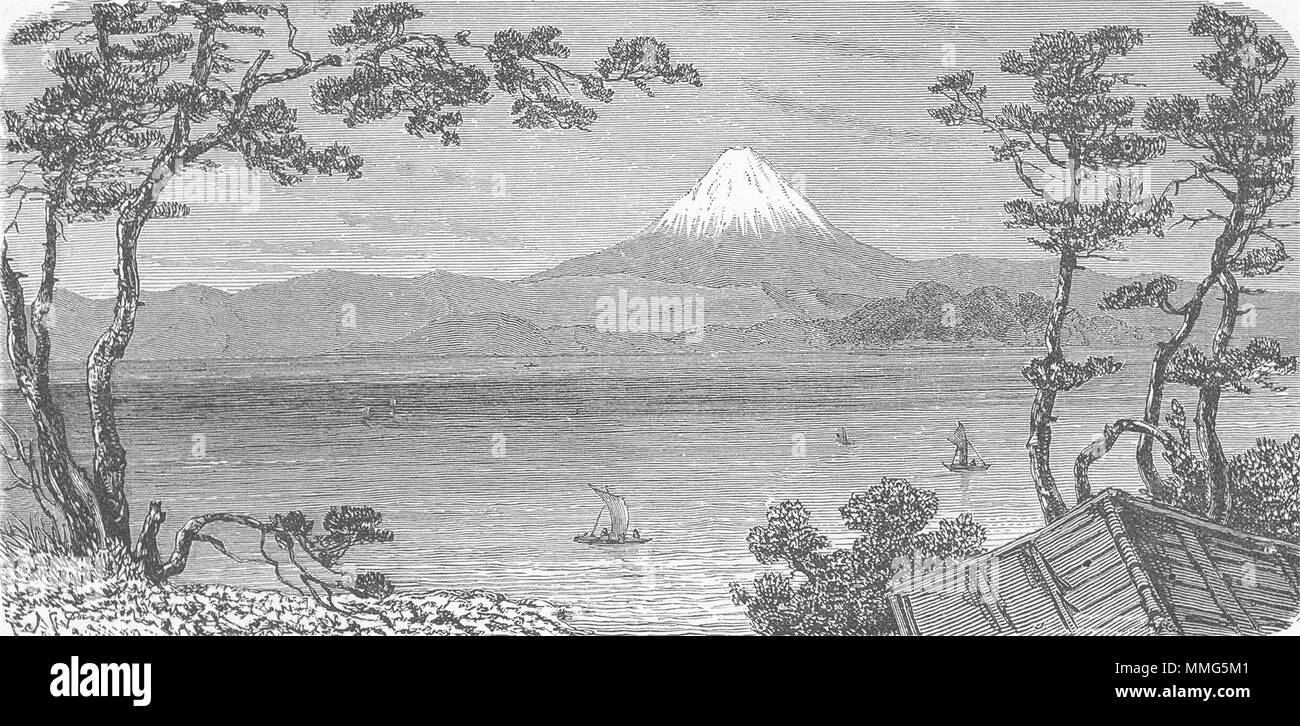 JAPAN. Fuji-Yama, heiligen Berg 1880 alte antike vintage Bild drucken Stockfoto