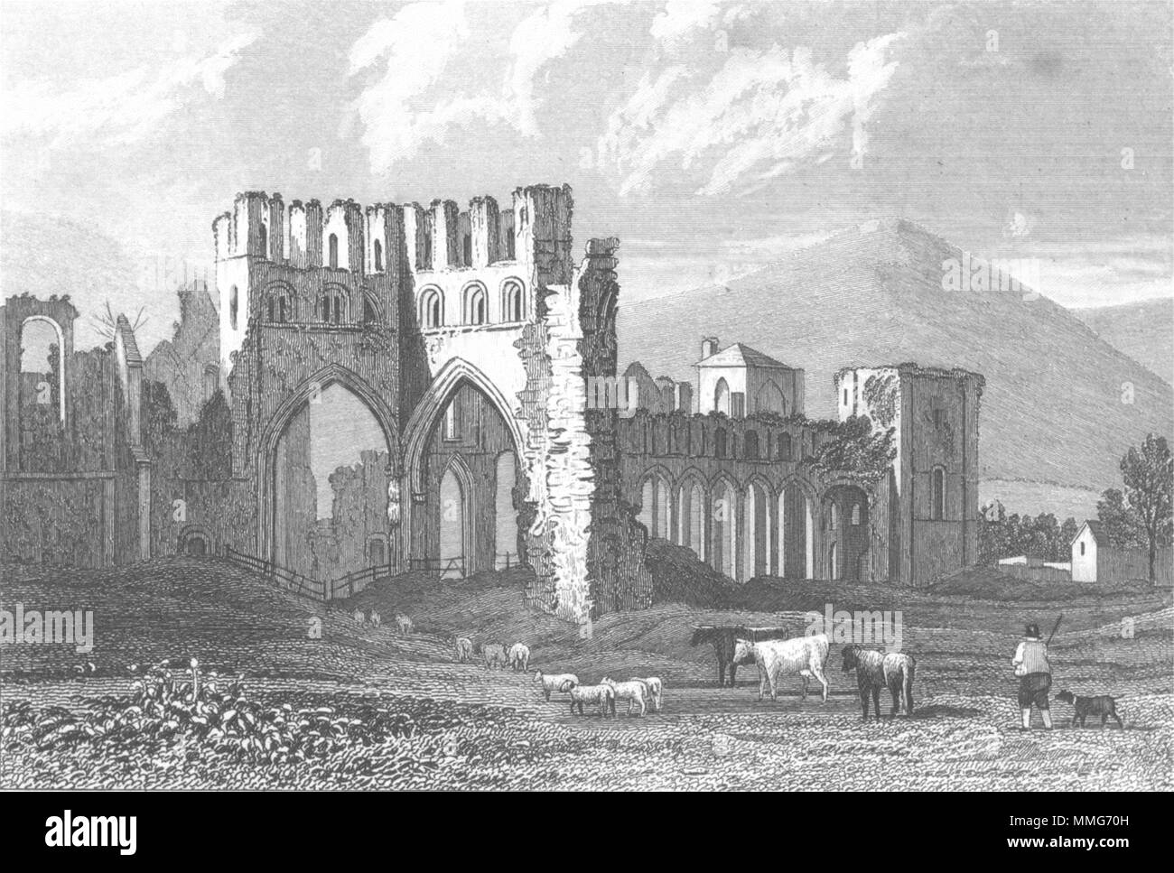MONMOUTHSHIRE. Llanthony Abtei. Wales Dugdale c 1840 alte antike Bild drucken Stockfoto