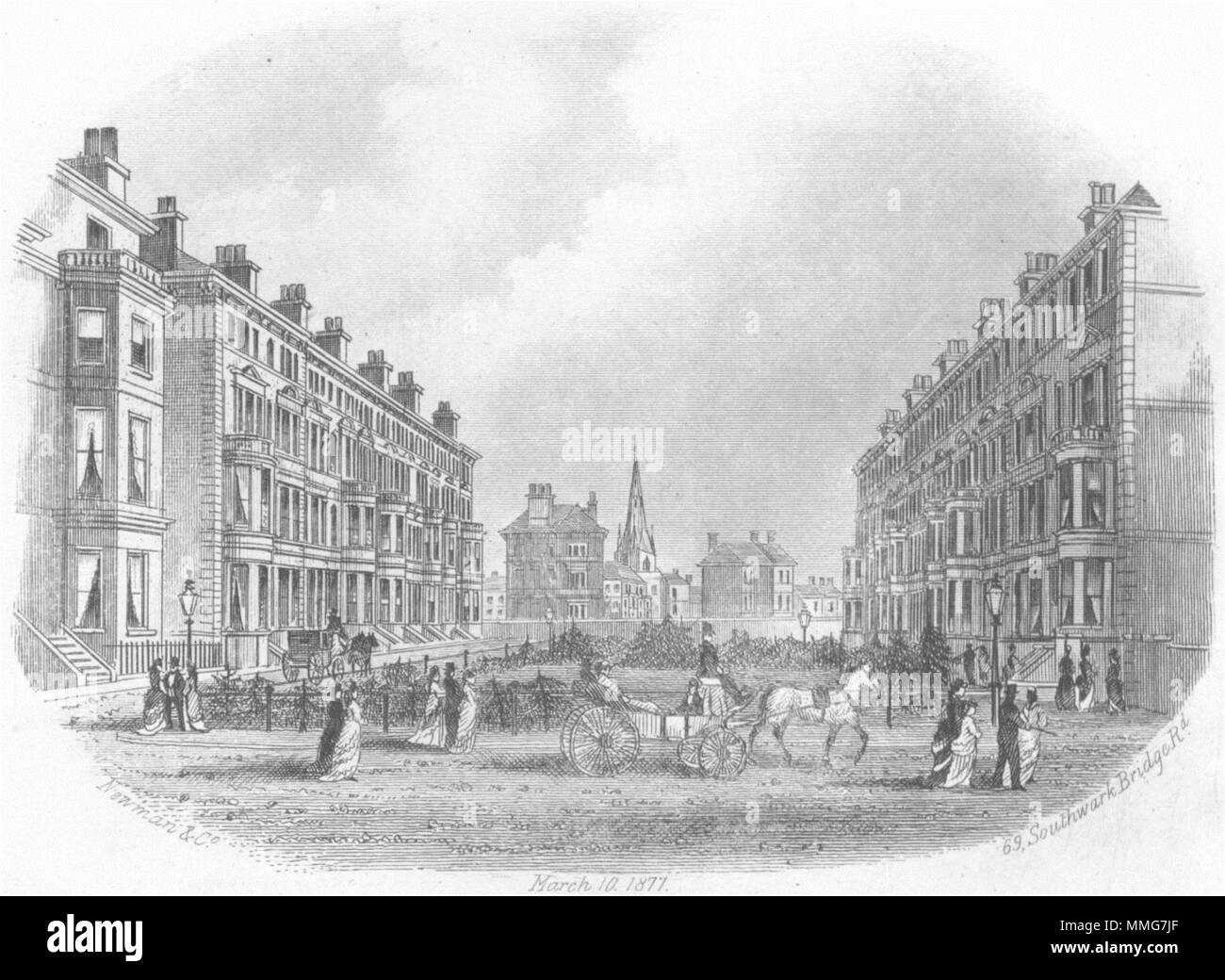 SUSSEX. Howard Sq, Eastbourne. Newman 1860 alte antike vintage Bild drucken Stockfoto