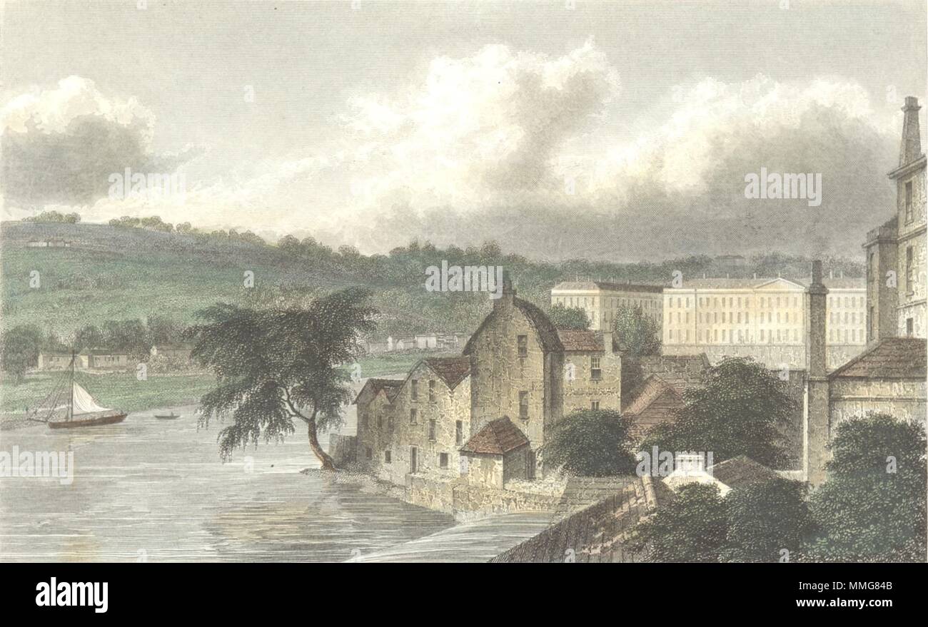 SOMT. Mönche, Fluss Avon, Badewanne. Westall 1830 alte antike Bild drucken Stockfoto