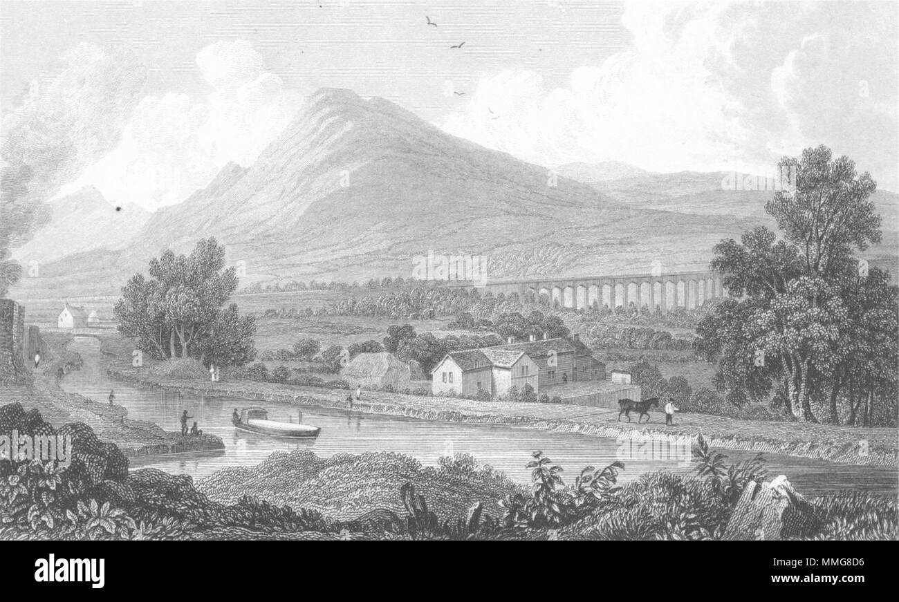 DENBIGHSHIRE. Pont Cyssyllte, Llangollen. Aquädukt c 1831 alten, antiken Drucken Stockfoto
