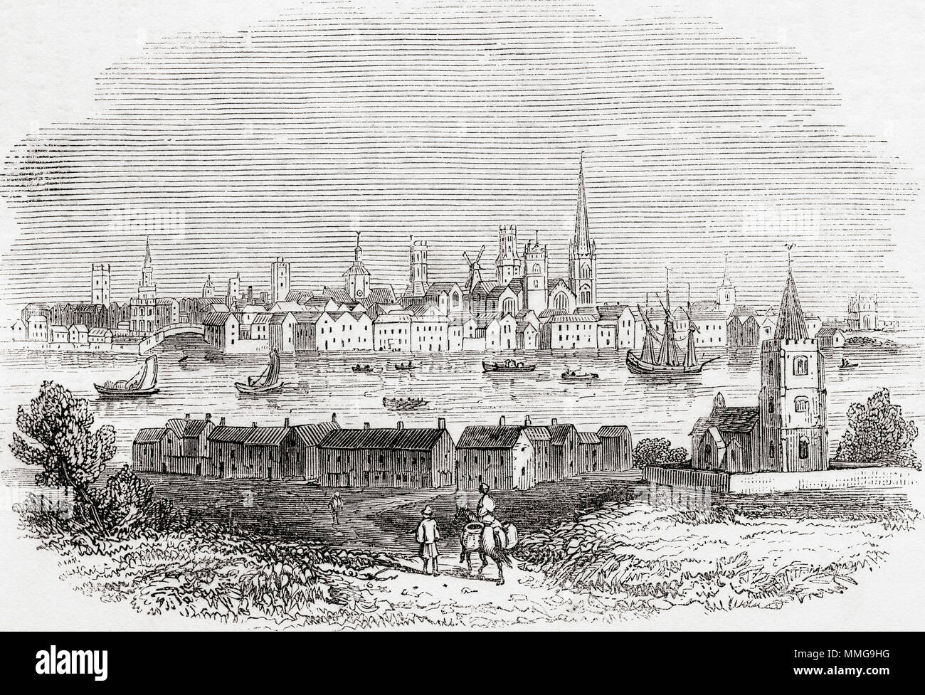 King's Lynn, Norfolk, England, wie es zu Beginn des 18. Jahrhunderts erschienen. Aus Old England: eine bildliche Museum, veröffentlicht 1847. Stockfoto