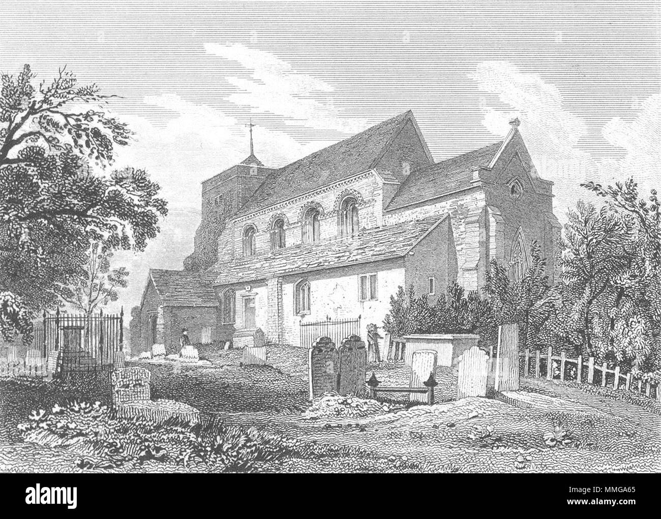 SUSSEX. Martin Kirche. Ausflüge 1822 alte antike vintage Bild drucken Stockfoto