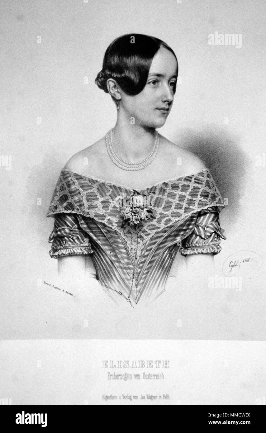 . Deutsch: Elisabeth (1831-1903), Erzherzogin von Österreich. Lithographie von Franz Eybl, 1846. 1846. Franz Eybl (1806-1880) Elisabeth ERzherzogin Litho Stockfoto