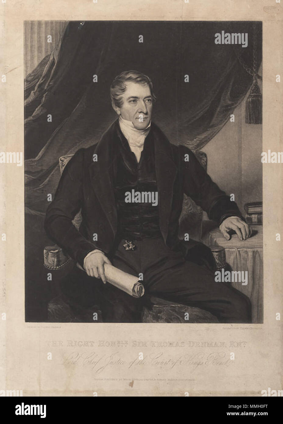 . Thomas Denman, 1. Baron Denman (1779-1854). Zeitgenössisches Porträt. Thomas Hodgetts (fl.1801-46), Stecher; nach einem Gemälde von Thomas Friseur (1768-1843) 14 1 stLordDenman Stockfoto . Thomas Denman, 1. Baron Denman (1779-1854). Zeitgenössisches Porträt. Thomas Hodgetts (fl.1801-46), Stecher; nach einem Gemälde von Thomas Friseur (1768-1843) 14 1 stLordDenman Stockfoto